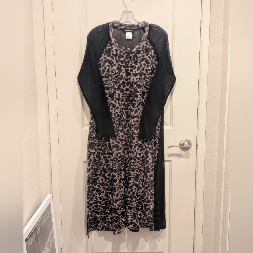 Alembika Leopard Print Mesh Tunic Top 0/XS (US 4-6)